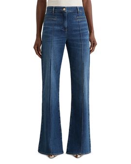 Reiss Reiss Petites Claude High Rise Flared Jeans in Mid Blue
