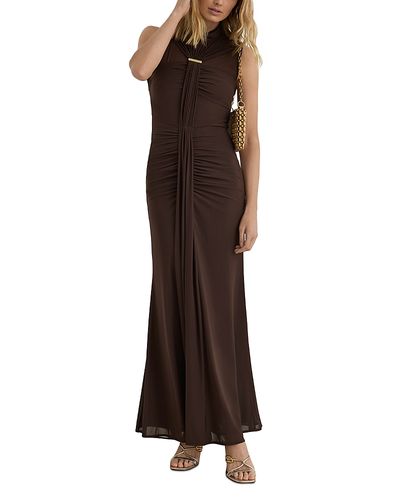 reiss chocolate brown dress Buy Reiss Chocolate Brown Ellery One-Shoulder Draped Mini Dress from Next USA