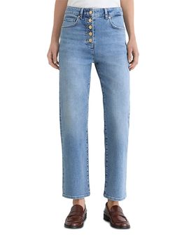 Reiss Reiss Petites Lana High Rise Straight Jeans in Light Blue