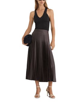 Reiss Reiss Petites Savannah Satin Pleated Midi Skirt