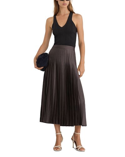 Reiss Reiss Petites Savannah Satin Pleated Midi Skirt