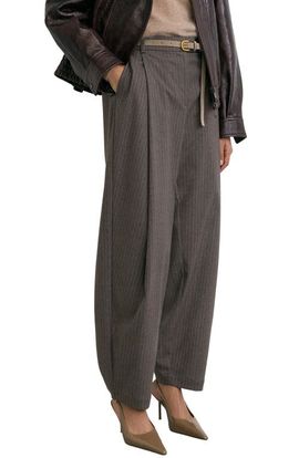 Reiss Reiss Phae Pinstripe Pleated Barrel Leg Trousers