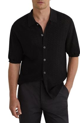 Reiss Reiss Phoenix Chevron Knit Button-Up Shirt
