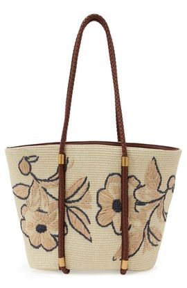 Reiss Reiss Rae Embroidered Straw Tote