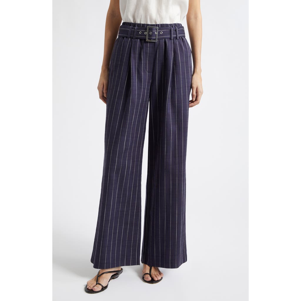 Reiss Reiss Rae Stripe Belted Wide Leg Pants
