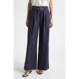 Reiss Reiss Rae Stripe Belted Wide Leg Pants