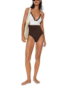Reiss Reiss Ray Lattice Trim One Piece Swimsuit