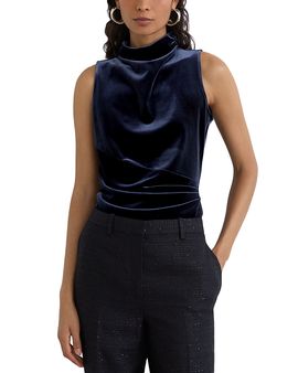 Reiss Reiss Remi Stretch Velvet Funnel Neck Top