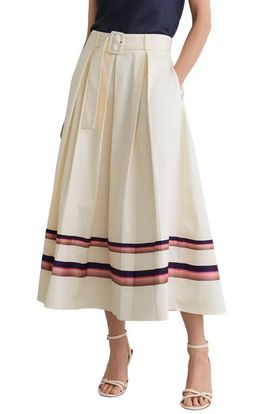Reiss Reiss Rian Stripe Stretch Cotton Midi Skirt