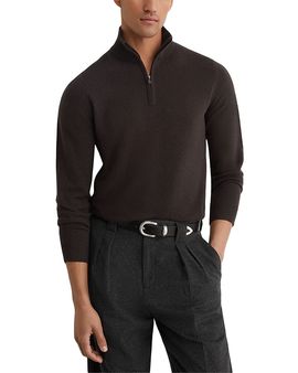 Reiss Reiss Royal Cashmere Stand Collar Half Zip Sweater