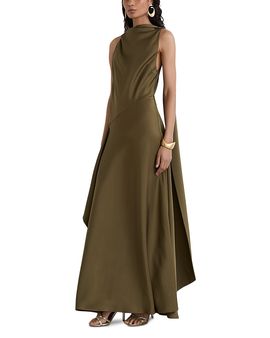 Reiss Reiss Sabine Satin Cape Maxi Dress