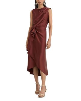 Reiss Reiss Satin Gathered Waist Midi Dress
