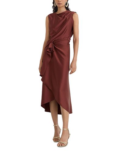 Reiss Reiss Satin Gathered Waist Midi Dress