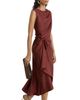 Reiss Reiss Satin Gathered Waist Midi Dress - 4