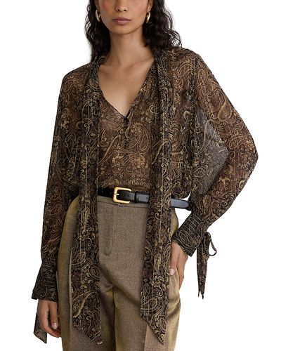 Reiss Reiss Silk Blend Tie Neck Blouse