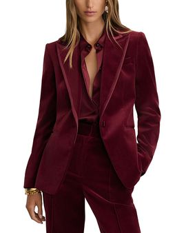 Reiss Reiss Single Breasted Velvet Blazer