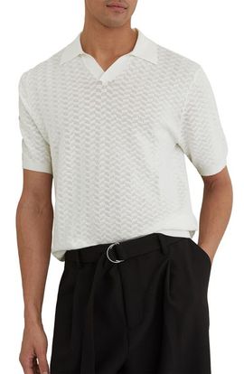 Reiss Reiss Sol Geo Open Stitch Knit Polo