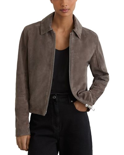 Reiss Reiss Sorina Suede Zip Front Jacket