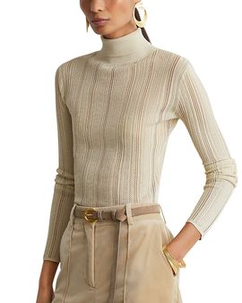 Reiss Reiss Sutton Mesh Openwork Roll Neck Top