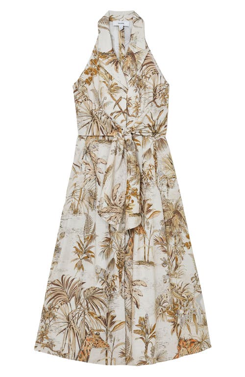 Reiss Reiss Tate Safari Print Front Tie Midi Dress