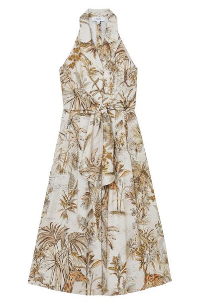 Reiss Reiss Tate Safari Print Front Tie Midi Dress