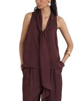 Reiss Reiss Tilly Jacquard Tie Neck Top