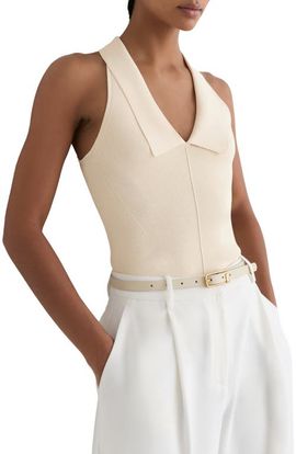 Reiss Reiss Vera Collared Rib Knit Racerback Tank
