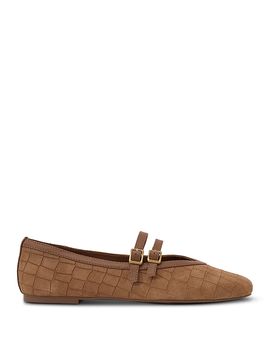 Reiss Reiss Women's Eliza Croc Embossed Suede Ballet Flats