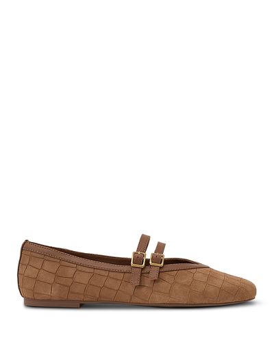 Reiss Reiss Women's Eliza Croc Embossed Suede Ballet Flats