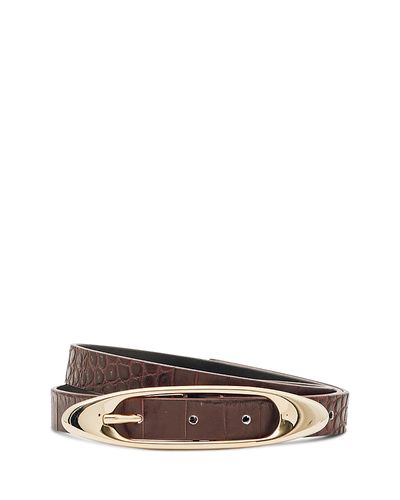 Reiss Reiss Women's Evelina Oval Buckle Croc Embossed Leather Belt