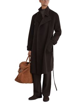 Reiss Reiss Wool Blend Tie Waist Long Overcoat