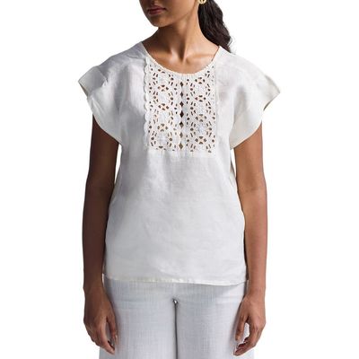 Reistor Reistor Boxy Top with Embroidered Lace Detail