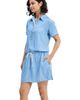 Reistor Reistor Drawstring Denim Shirt Dress with Front Buttons - 3