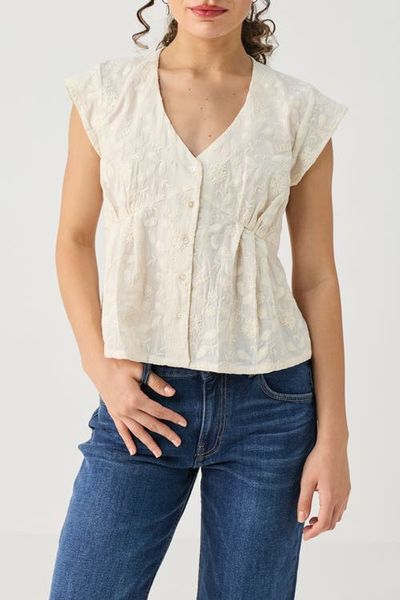 Reistor Reistor Embroidered Deep V-Neck Cotton Top