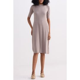 Reistor Reistor High Neck Elbow Sleeves Fitted Dress
