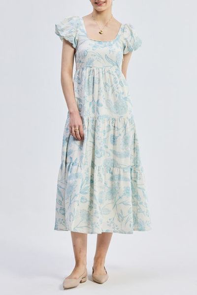 Reistor Reistor Puff Sleeve Tiered Maxi Dress