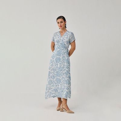 Reistor Reistor Soft Floral Wrap Midi Dress