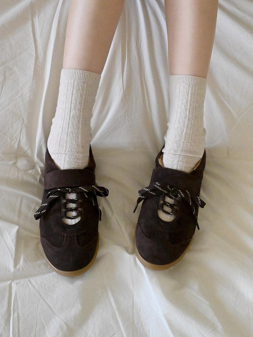 REKKEN Suede Leather Mary Jane Sneakers [Brown] (RKA028N)