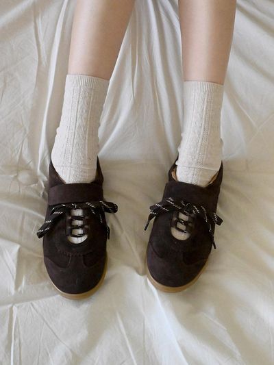 REKKEN Suede Leather Mary Jane Sneakers [Brown] (RKA028N)