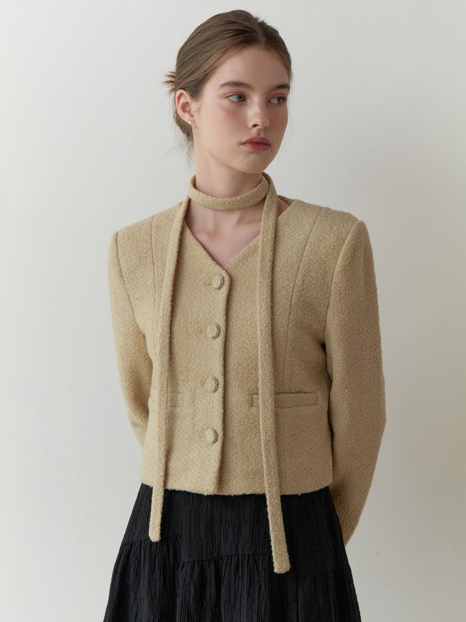 RE_L Curd tweed jacket _3color