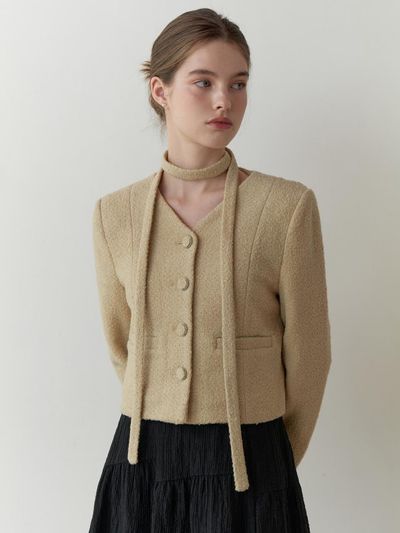 RE_L Curd tweed jacket _3color