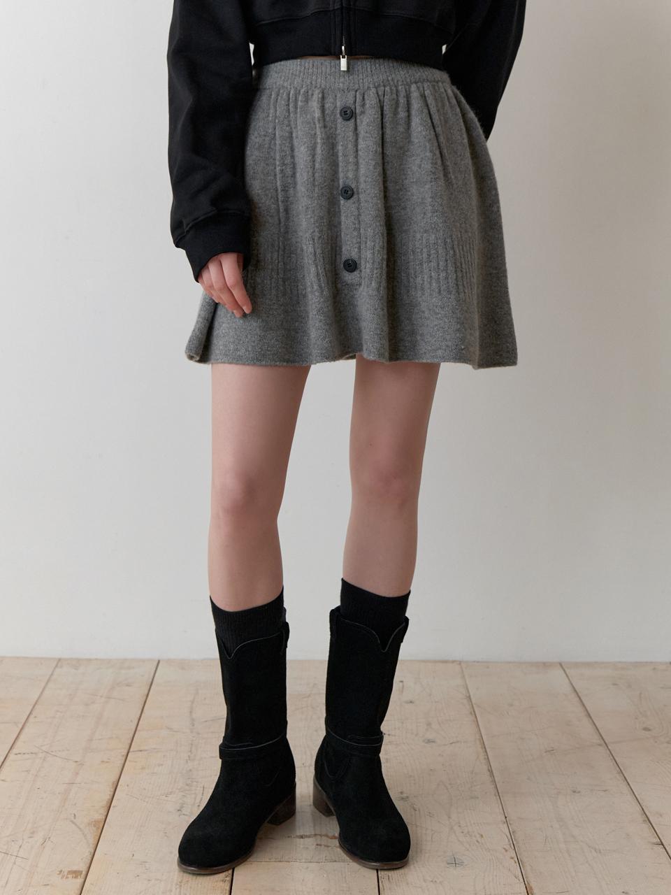RE_L Mandarin knit skirt (gray)