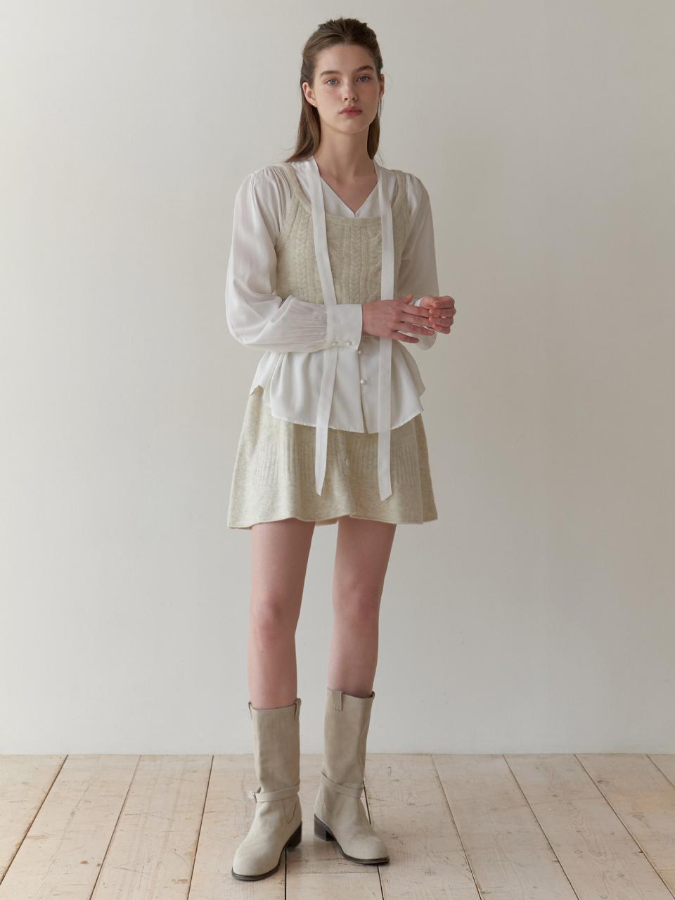 RE_L Mandarin knit skirt (oatmeal)