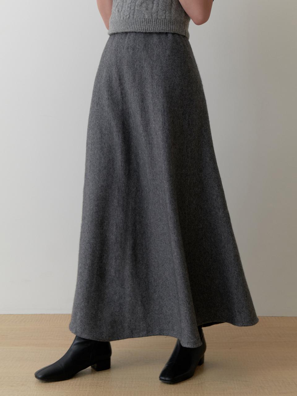 RE_L Ooze knit flare skirt (gray)