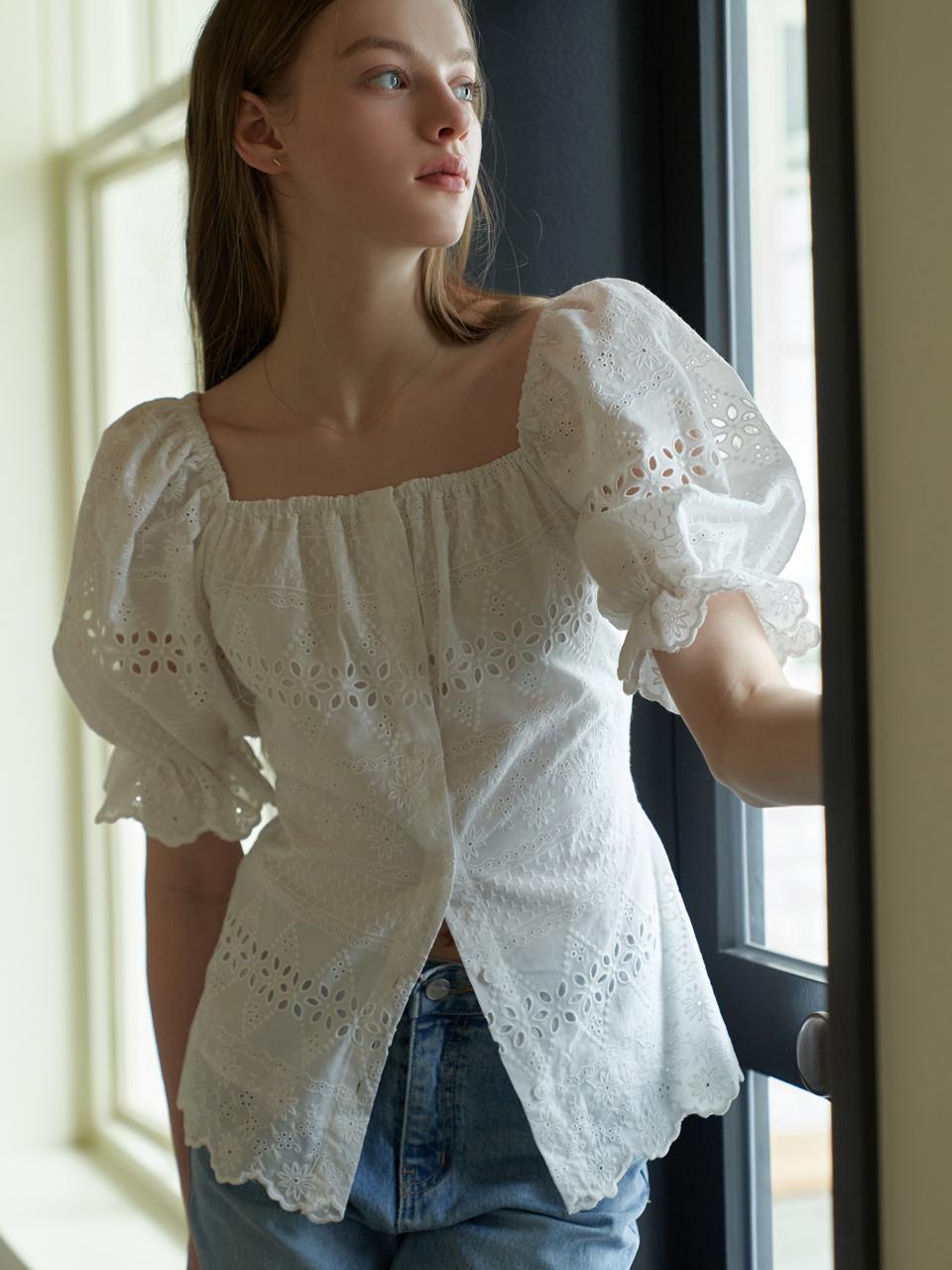 RE_L Plain Lace Blouse - 2Colors
