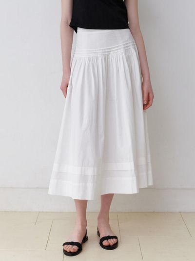RE_L Powder Pintuck Skirt - White