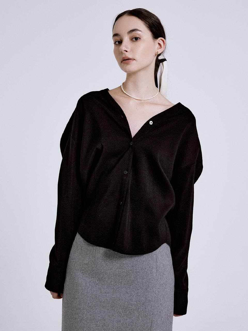 RE_L Shore V Blouse - Black