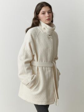 RE_L Wool Blend Textured Half Coat [Ivory]