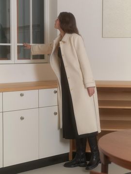 RE_L Wool Straight Fit Single Breasted Coat [Ivory]