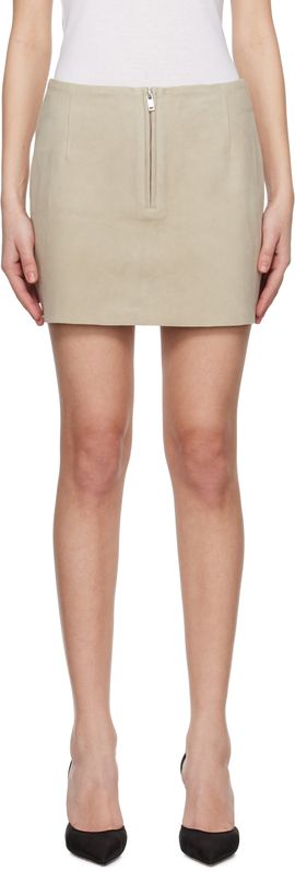 REMAIN Birger Christensen REMAIN Birger Christensen Beige Bonded Leather Miniskirt